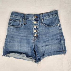 Madewell‎ Shorts Womens Sizd 25 High Rise Denim Short Button Fly Blue Bottoms